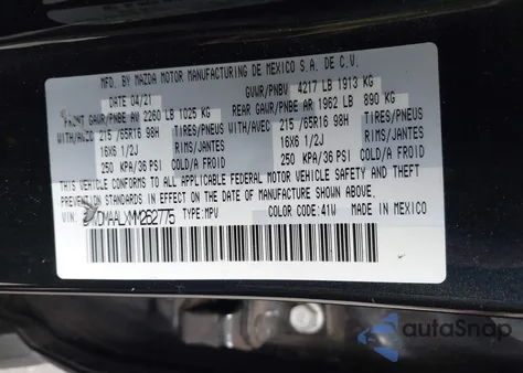 2021 Mazda Cx-30 2.5 S from USA, damaged, VIN 3MVDMAALXMM262775